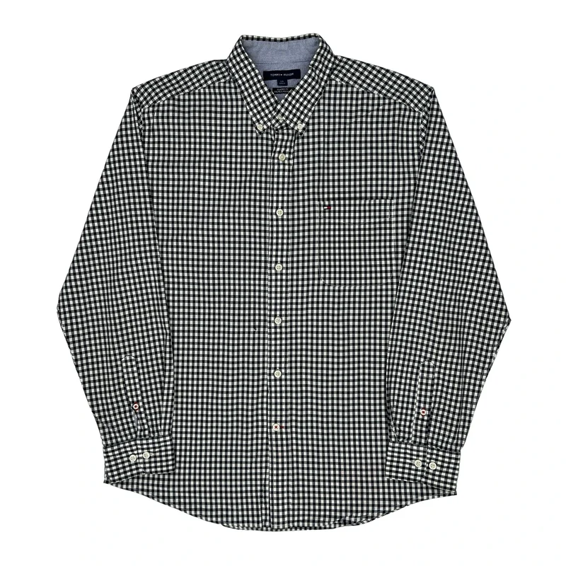 Tommy Hilfiger Checked Shirt - Large Black & White Cotton