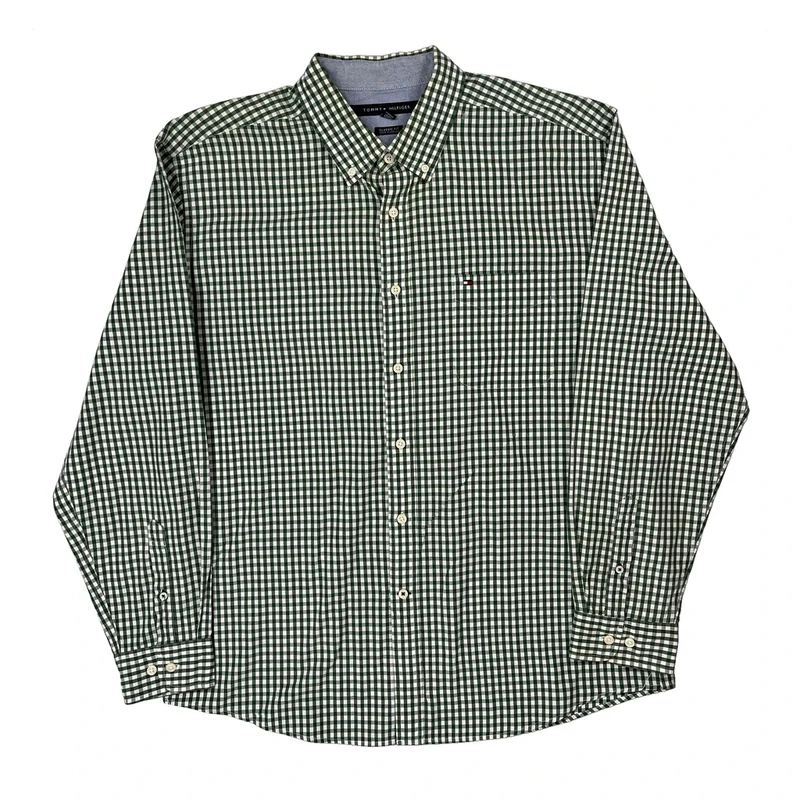 Tommy Hilfiger Checked Shirt - XL Green Cotton
