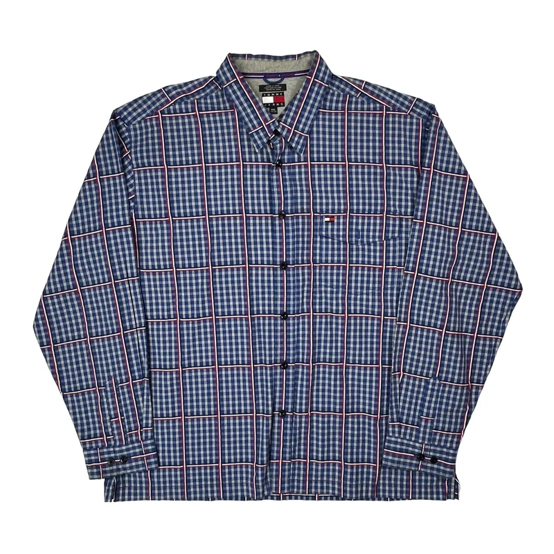 Tommy Jeans Checked Shirt - 2XL Blue Cotton
