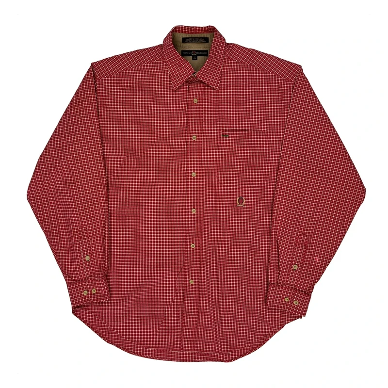 Tommy Hilfiger Checked Shirt - Medium Red Cotton