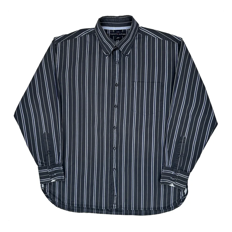 Tommy Hilfiger Striped Shirt - Large Black Cotton