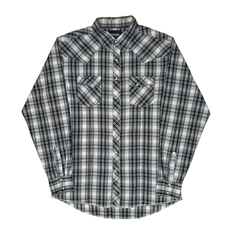 Wrangler Checked Shirt - XL Grey Cotton