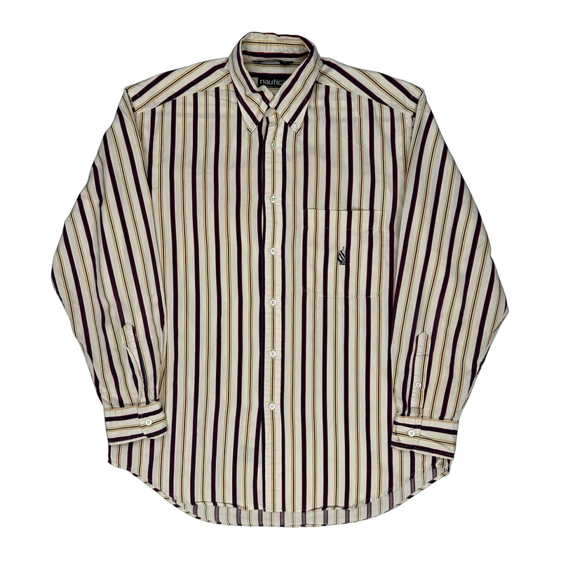 Nautica Striped Shirt - Medium Cream Cotton