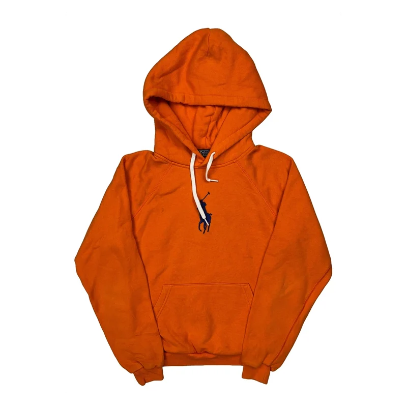 Kids Polo By Ralph Lauren Hoodie - Small Orange Cotton