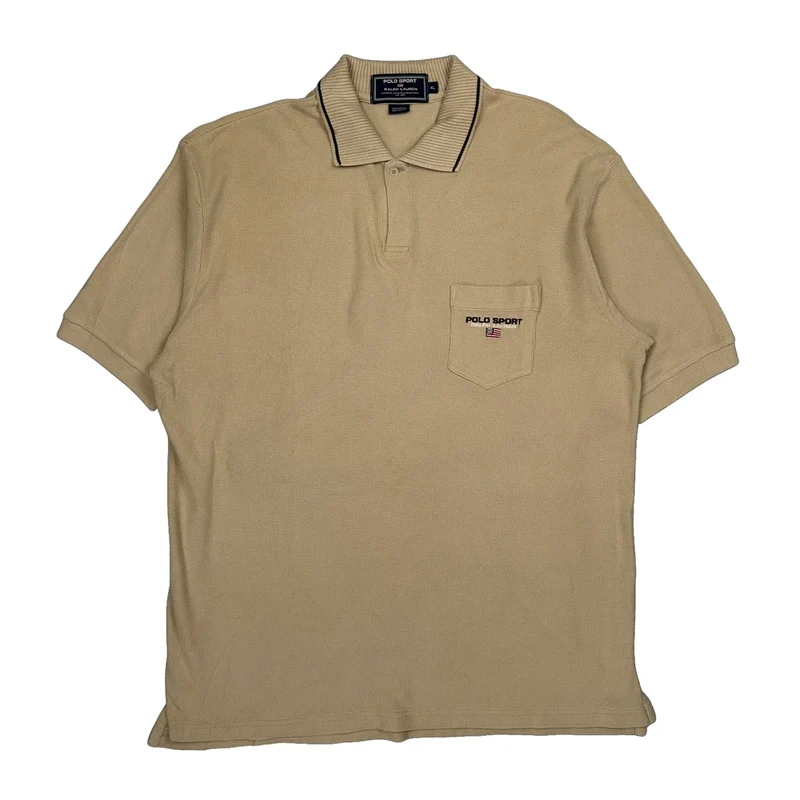 Polo Sport Knitted Polo Shirt - XL Beige Cotton