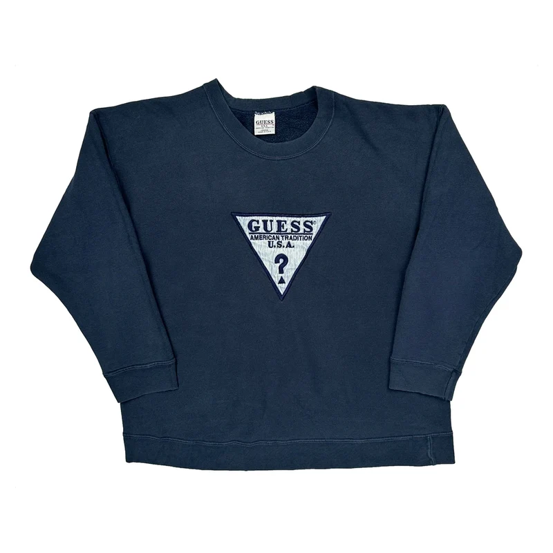 Made In USA Guess Sweatshirt - Large Navy Cotton