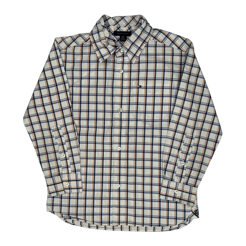 Age 6-7 Tommy Hilfiger Checked Shirt - Small White Cotton