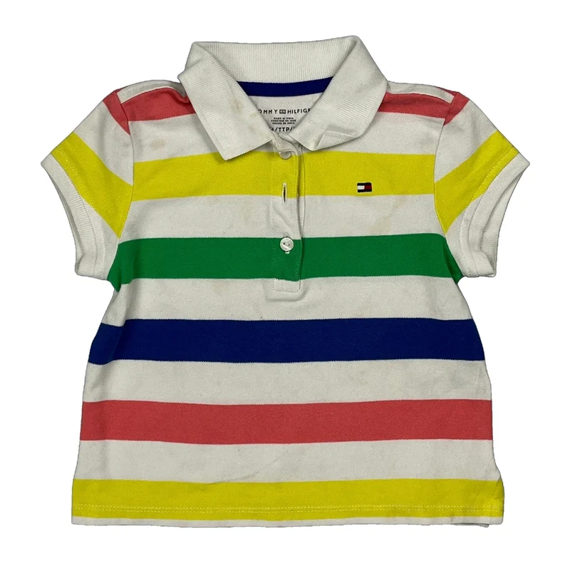 Age 2-3 Tommy Hilfiger Striped Polo Shirt - 2XS Multicoloured Cotton
