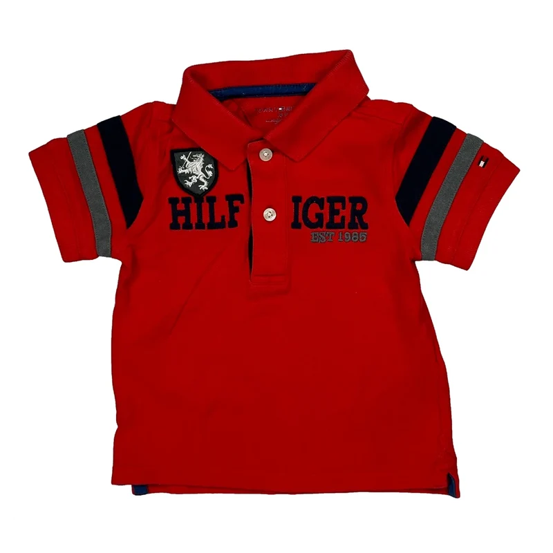 Age 18 Months Tommy Hilfiger Polo Shirt - 3XS Red Cotton