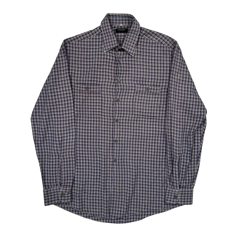 Eddie Bauer Checked Shirt - Medium Blue Cotton