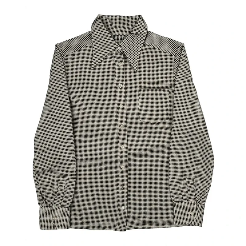 Unbranded Checked Dagger Collar Shirt - Small Black & White Cotton