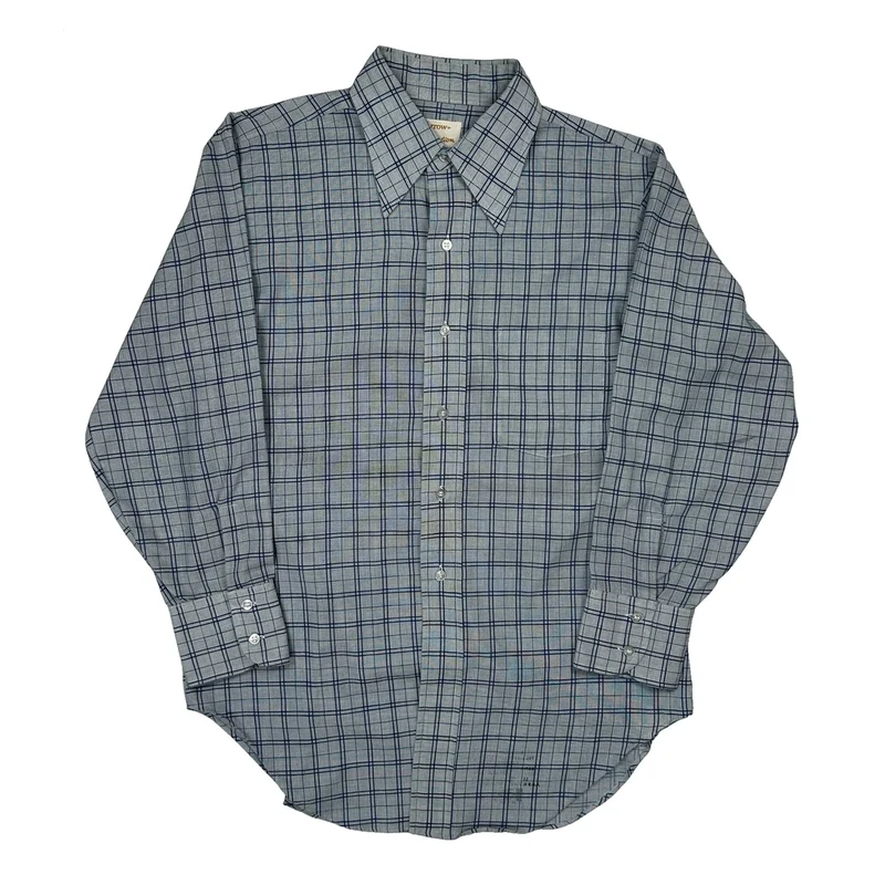 Arrow Checked Shirt - Medium Blue Polyester Blend