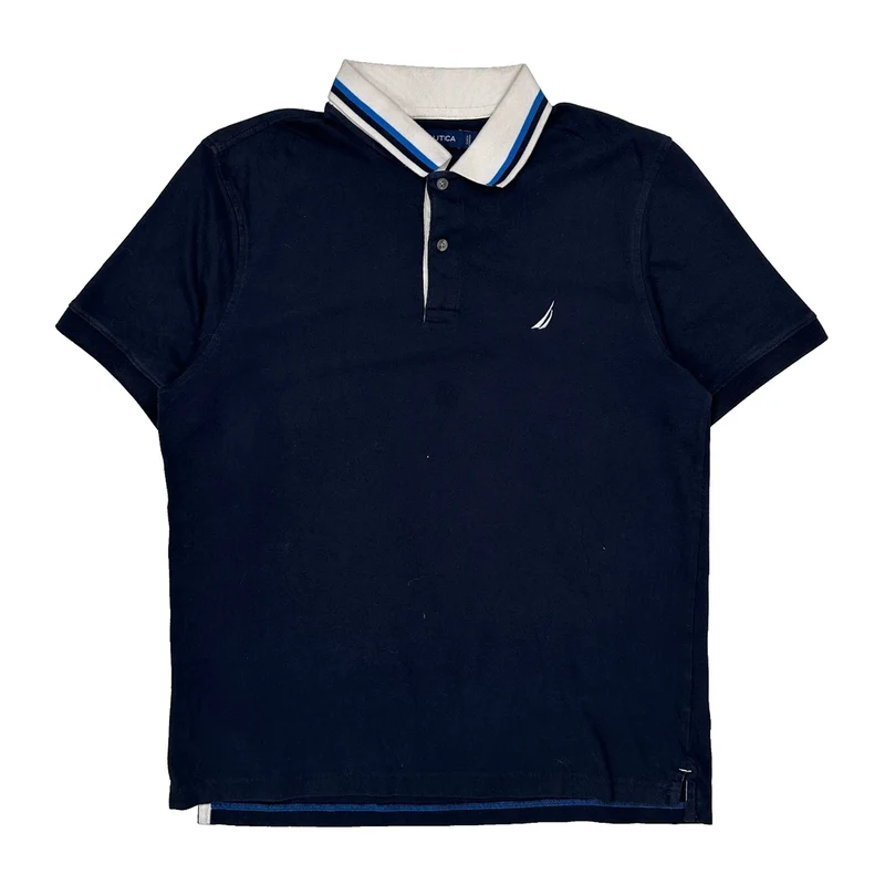 Nautica Polo Shirt - Large Navy Cotton