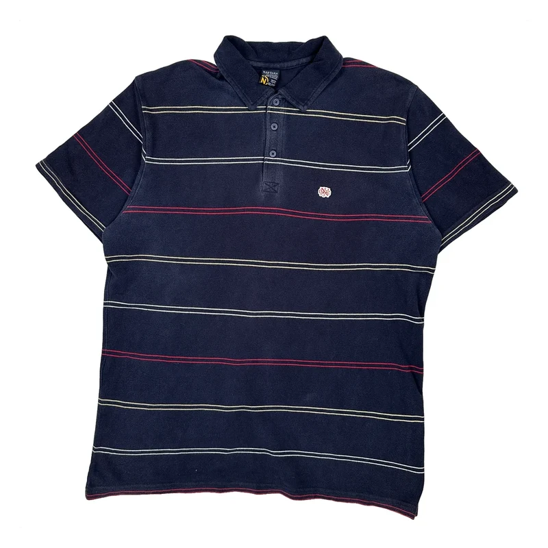 Nautica Striped Polo Shirt - 2XL Navy Cotton