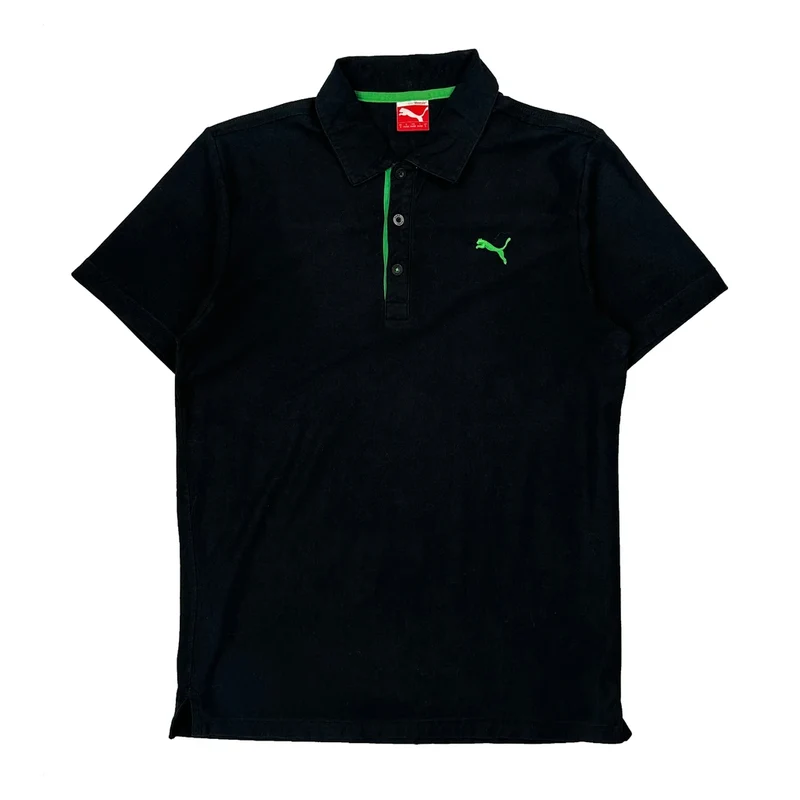 Puma Polo Shirt - Small Black Cotton