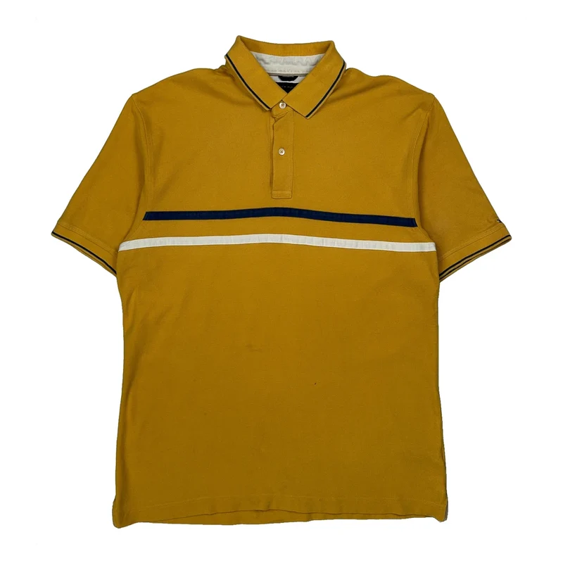 Tommy Hilfiger Striped Polo Shirt - XL Yellow Cotton
