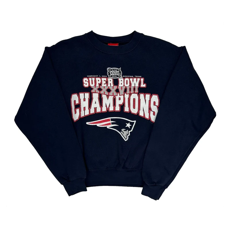 Super Bowl Xxxviii Champions Nfl Graphic Sweatshirt - Large Navy Cotton