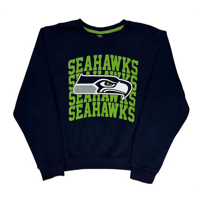 Seahawks Nfl Football Sweatshirt - Large Navy Cotton