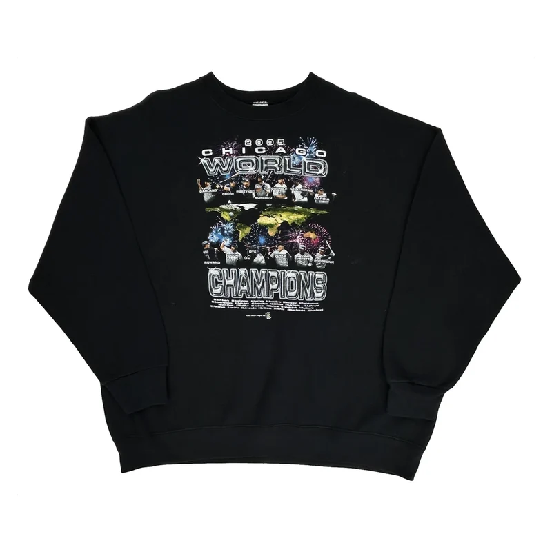 Chicago World Champions 2005 Fruit Of The Loom Graphic Sweatshirt - 2XL Black Cotton Blend