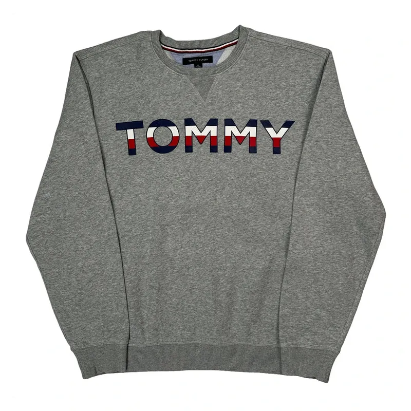 Tommy Hilfiger Spellout Sweatshirt - XL Grey Cotton