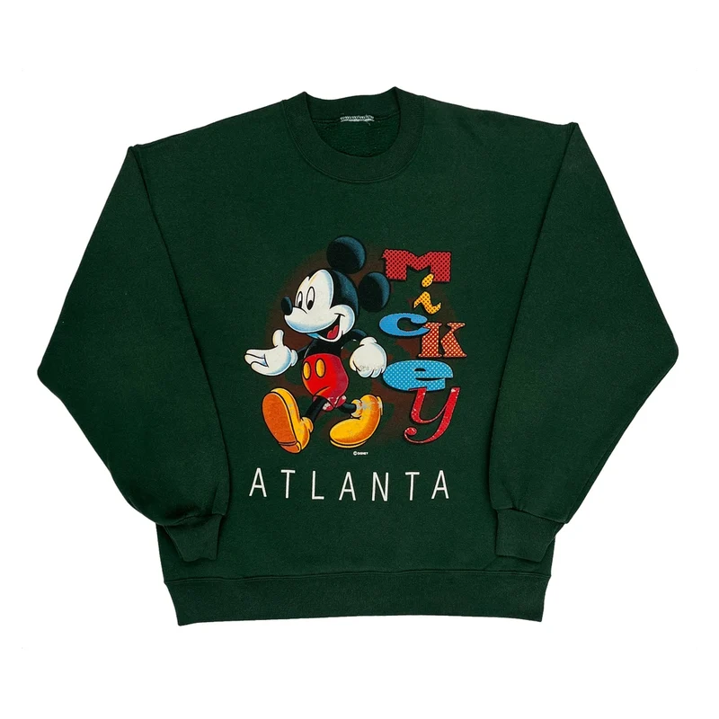 Atlanta Disney Cartoon Sweatshirt - Medium Green Cotton