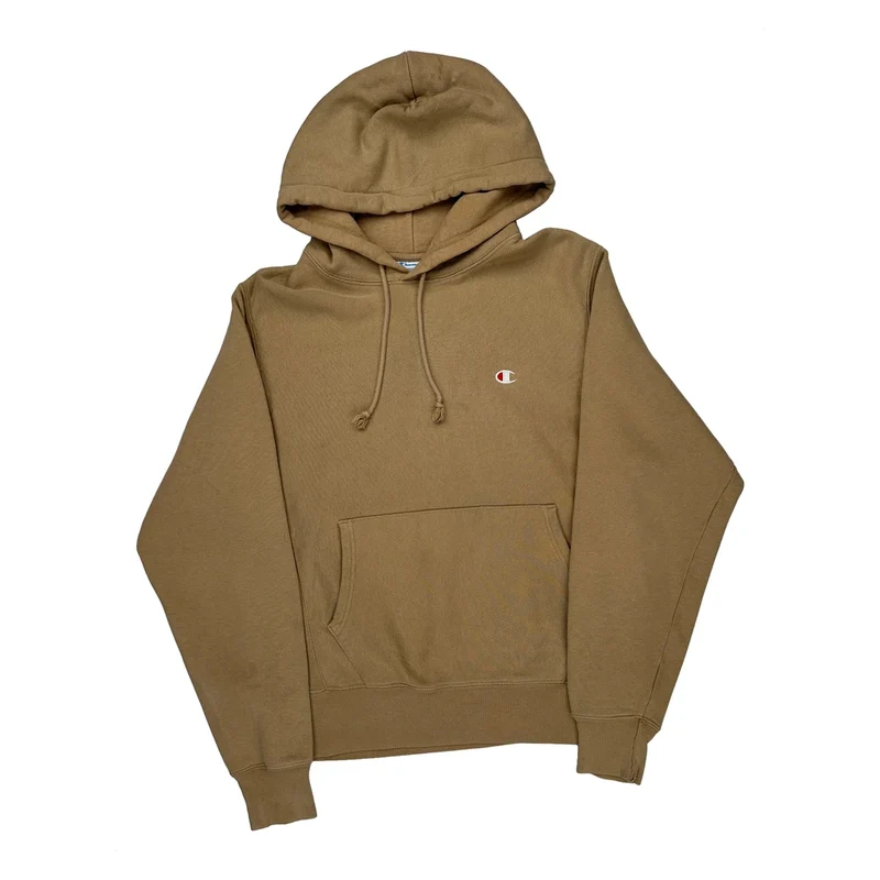 Reverse Weave Champion Hoodie - Small Brown Cotton
