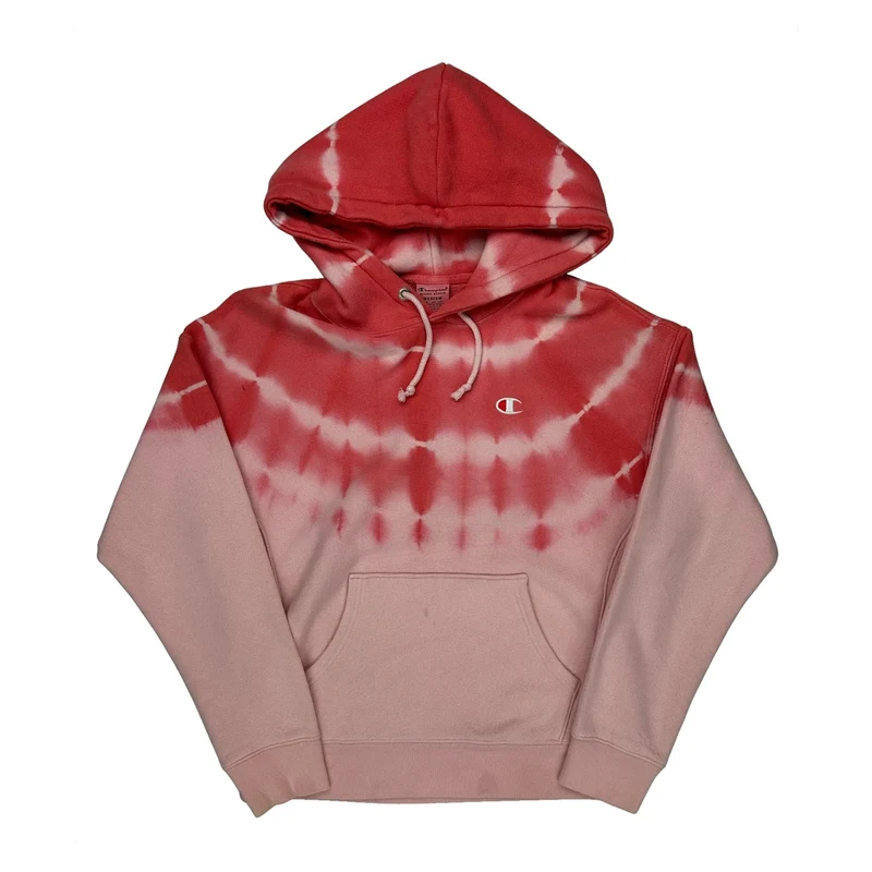 Reverse Weave Champion Tie-Dye Hoodie - Medium Red Cotton Blend