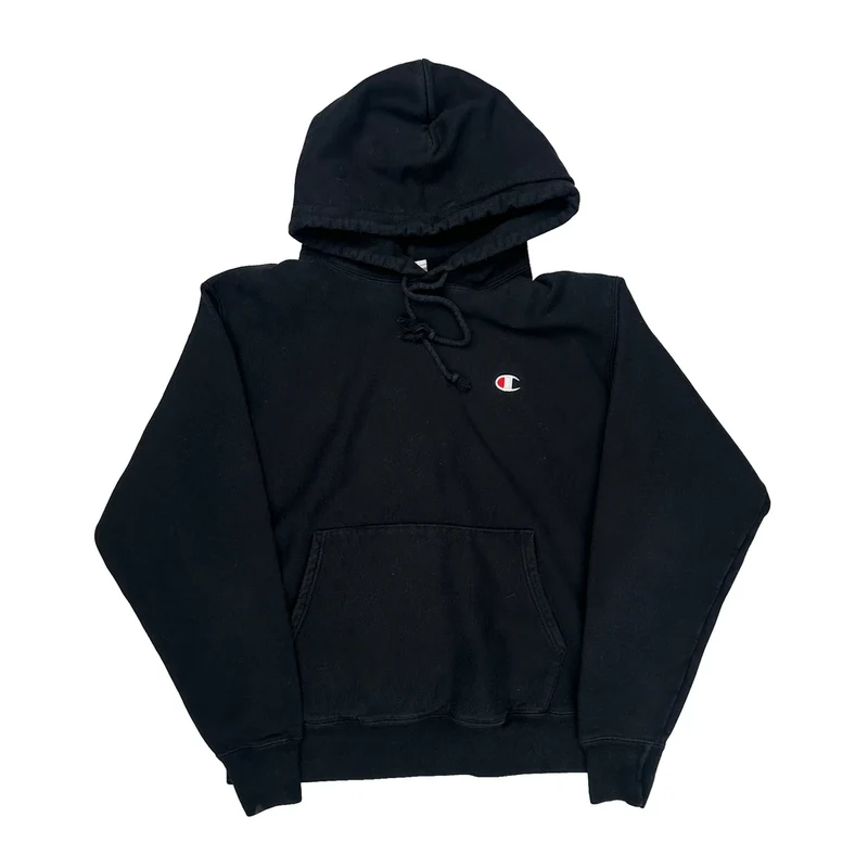 Reverse Weave Champion Hoodie - Large Black Cotton Blend