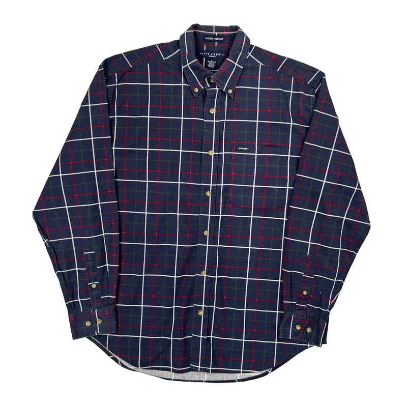 Ivy Crew Checked Shirt - Large Blue Cotton