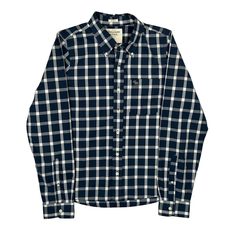 Abercrombie & Fitch Checked Shirt - XL Blue Cotton