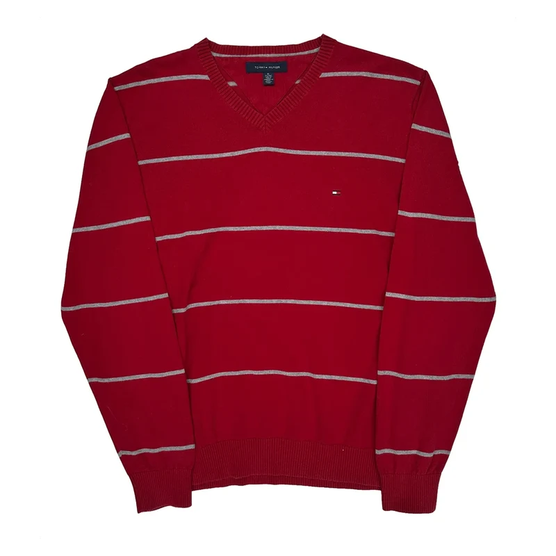 Tommy Hilfiger Striped Sweater - XL Red Cotton