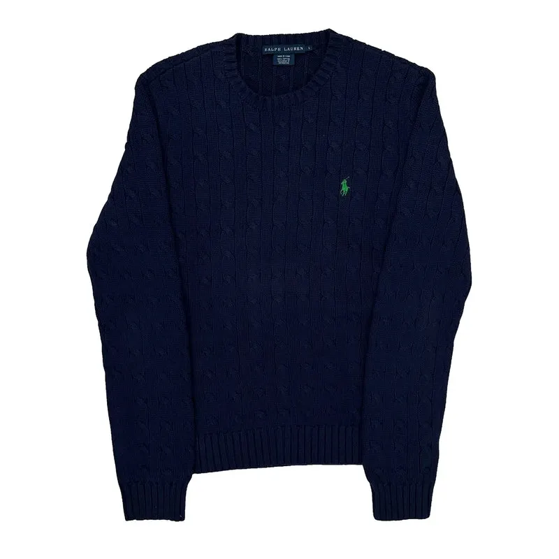 Ralph Lauren Cable Knit Sweater - Large Navy Cotton
