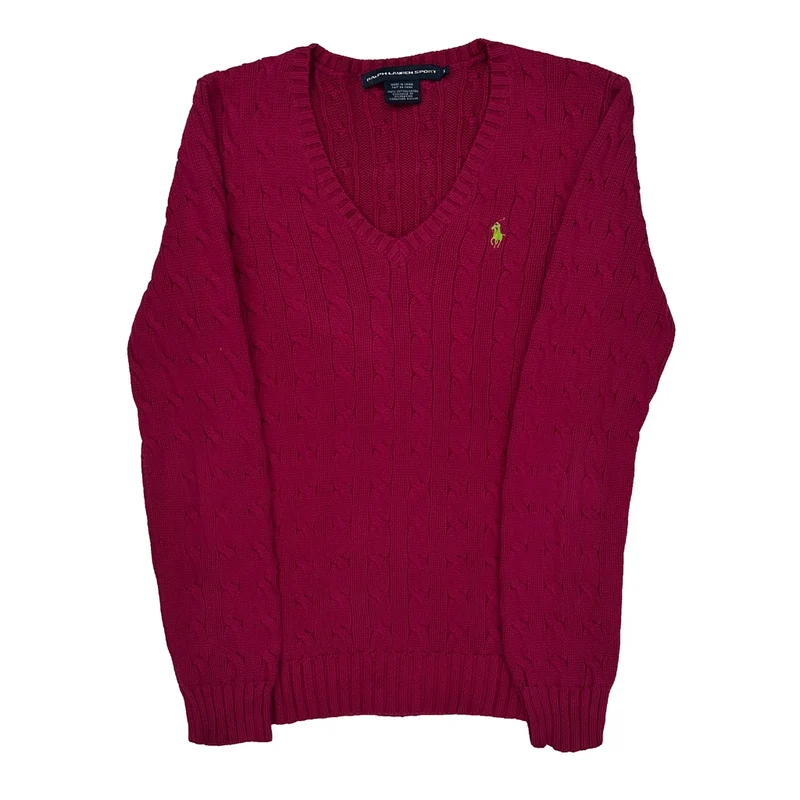 Ralph Lauren Sport Cable Knit Sweater - Medium Red Cotton