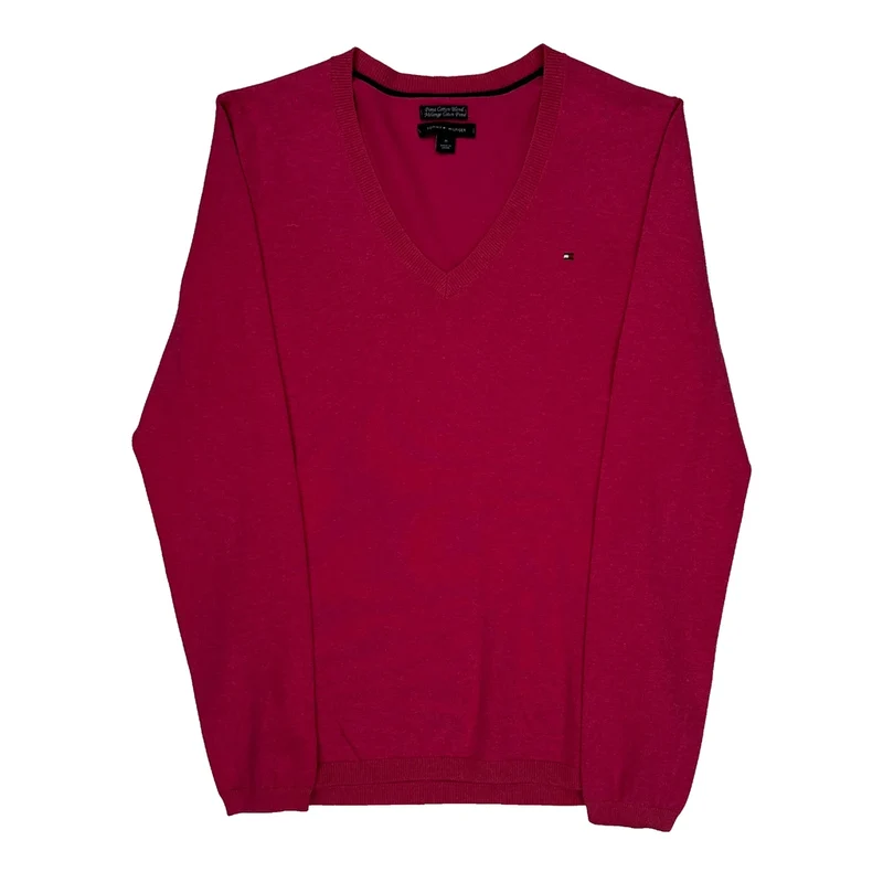 Tommy Hilfiger Sweater - Medium Red Cotton Blend