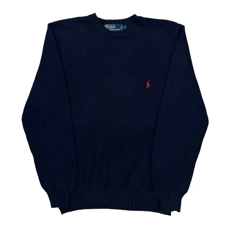 Polo By Ralph Lauren Sweater - Large Navy Cotton