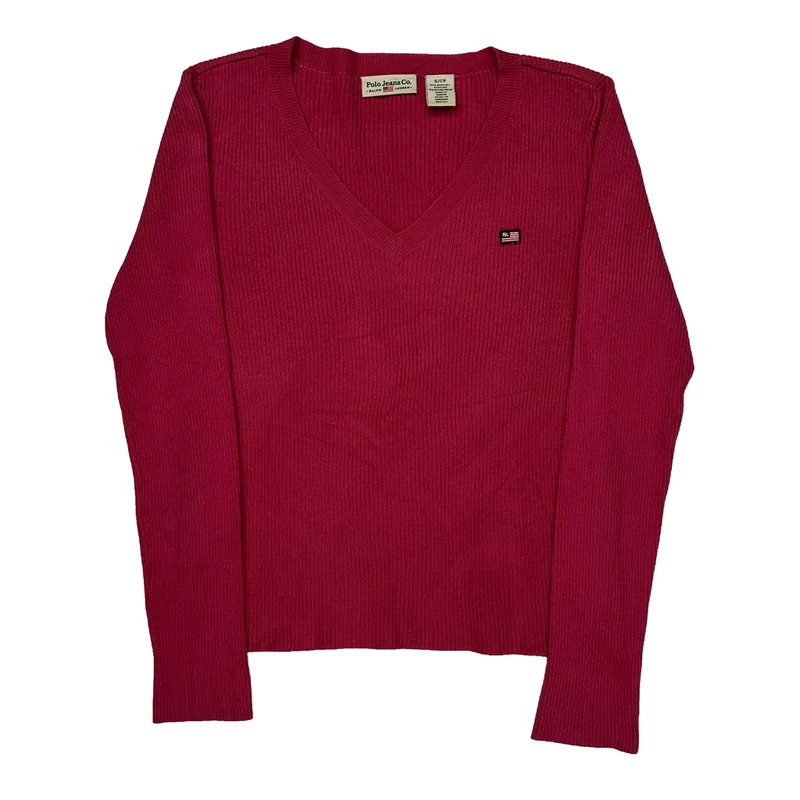 Polo By Ralph Lauren Ribbed Knit Sweater - Small Red Acrylic
