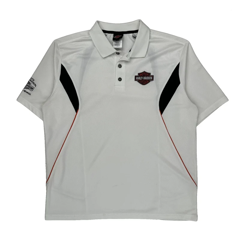 Motorcycles Harley Davidson Graphic Polo Shirt - XL White Polyester
