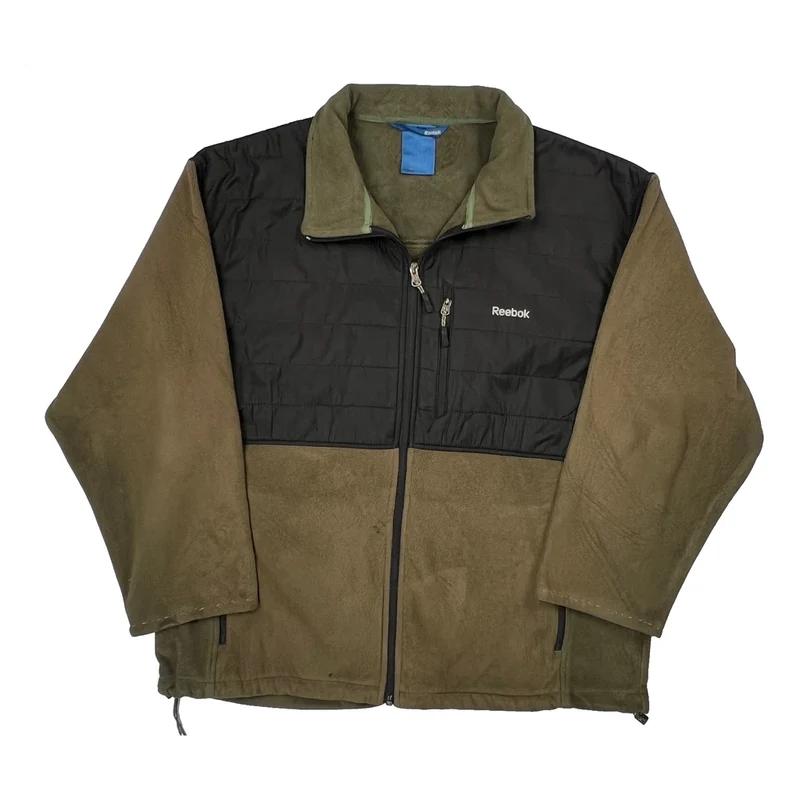 Reebok Fleece Jacket - Large Green Polyester