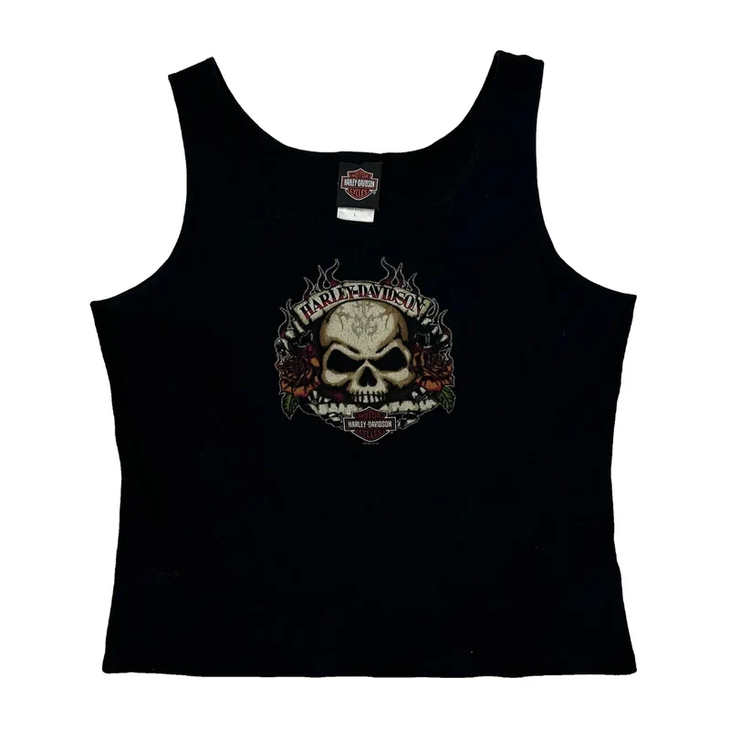 Sauk Prairie Harley Davidson Graphic Tank Top - Large Black Cotton