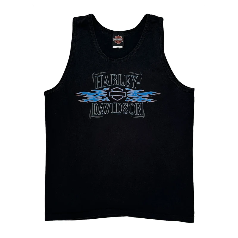 San Antonio, Texas Harley Davidson Graphic Tank Top - Large Black Cotton