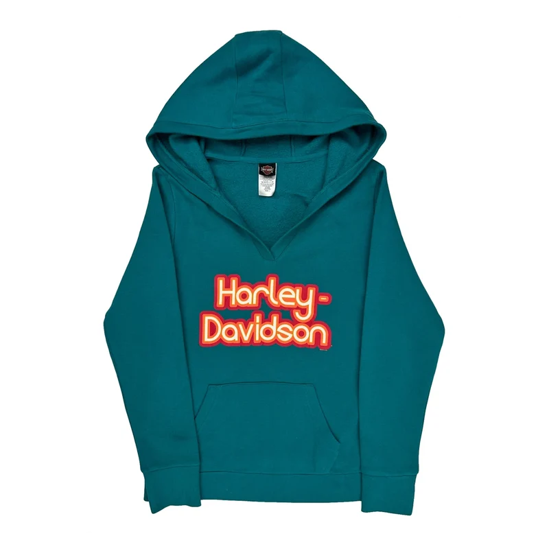 Smoky Mountain Family Of Dealers Harley Davidson Hoodie - Large Green Cotton Blend