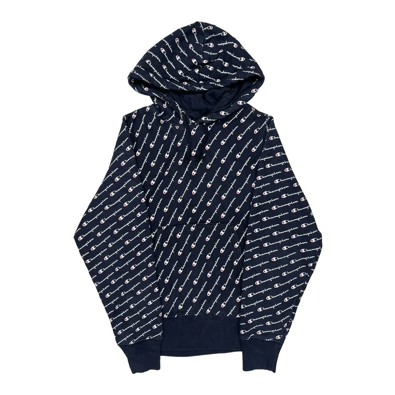 Reverse Weave Champion Hoodie - Small Navy Cotton