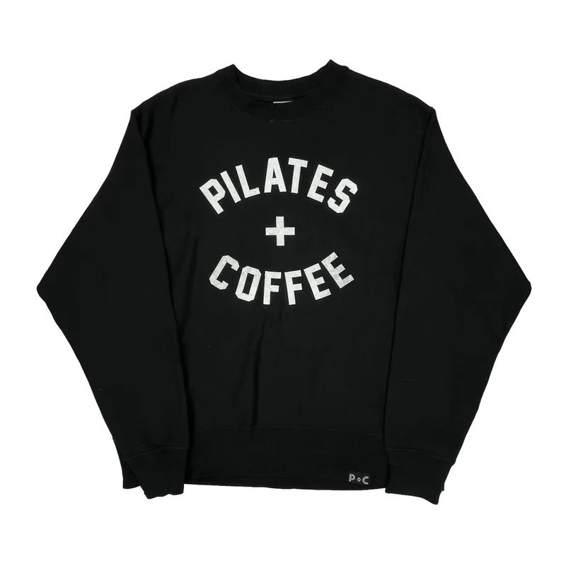 Reverse Weave Champion Pilates + Coffee Sweatshirt - Large Black Cotton Blend