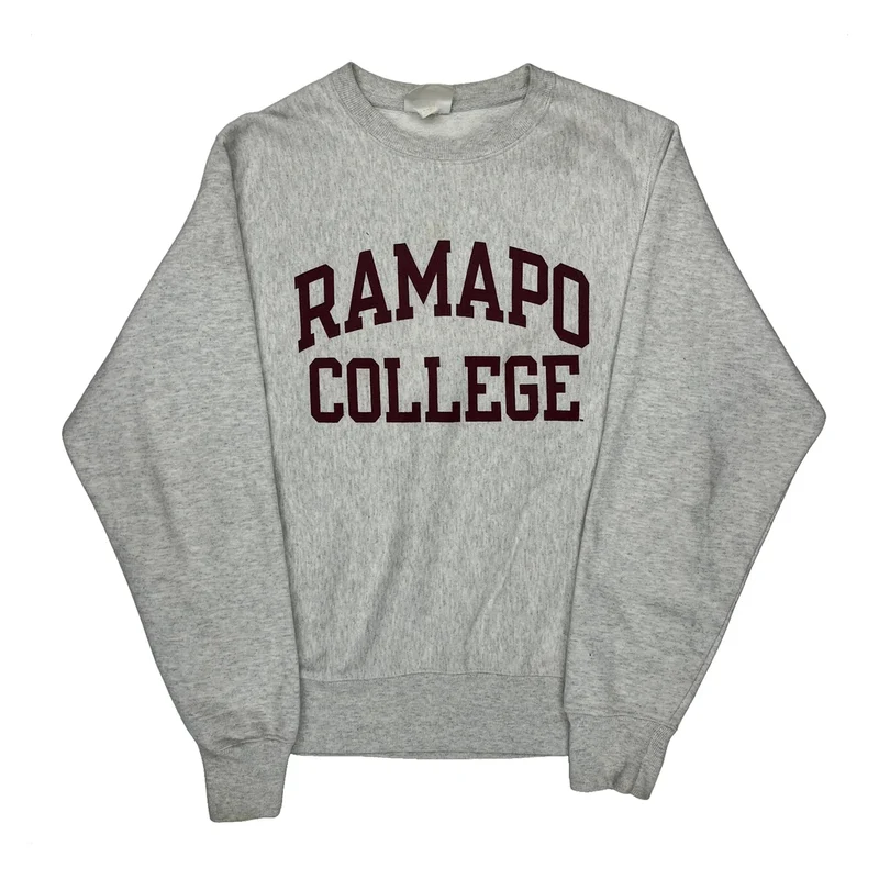 Reverse Weave Champion Ramapo College Sweatshirt - Small Gray Cotton Blend