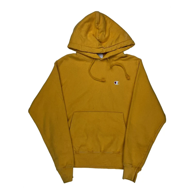 Reverse Weave Champion Hoodie - Small Yellow Cotton