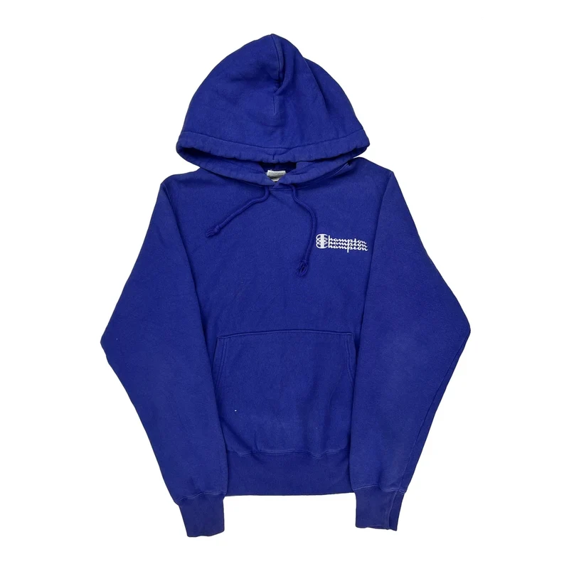 Reverse Weave Champion Hoodie - Small Blue Cotton Blend