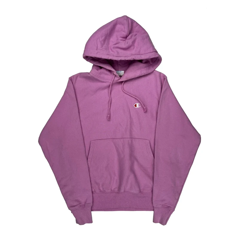 Reverse Weave Champion Hoodie - Small Purple Cotton
