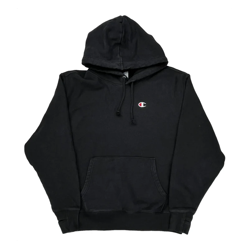 Reverse Weave Champion Hoodie - Large Black Cotton