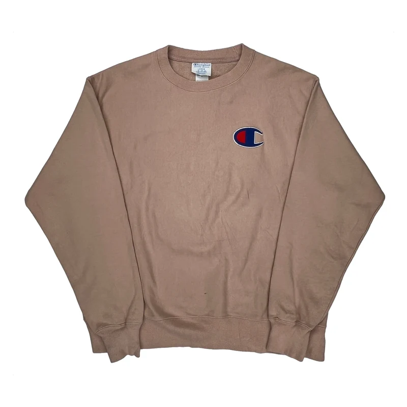 Reverse Weave Champion Sweatshirt - Large Brown Cotton Blend