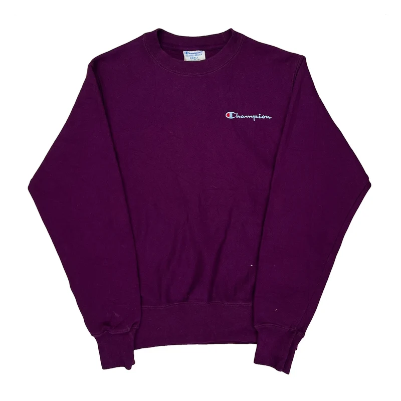 Reverse Weave Champion Sweatshirt - Small Purple Cotton Blend
